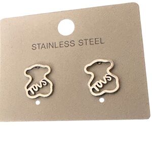 Tous Silver Bear Motif Outline Earrings, NWT